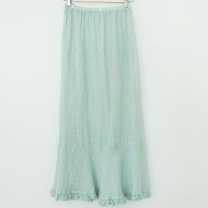 CP Shades Linen Ruffled Hem Elastic Waist Midi Skirt